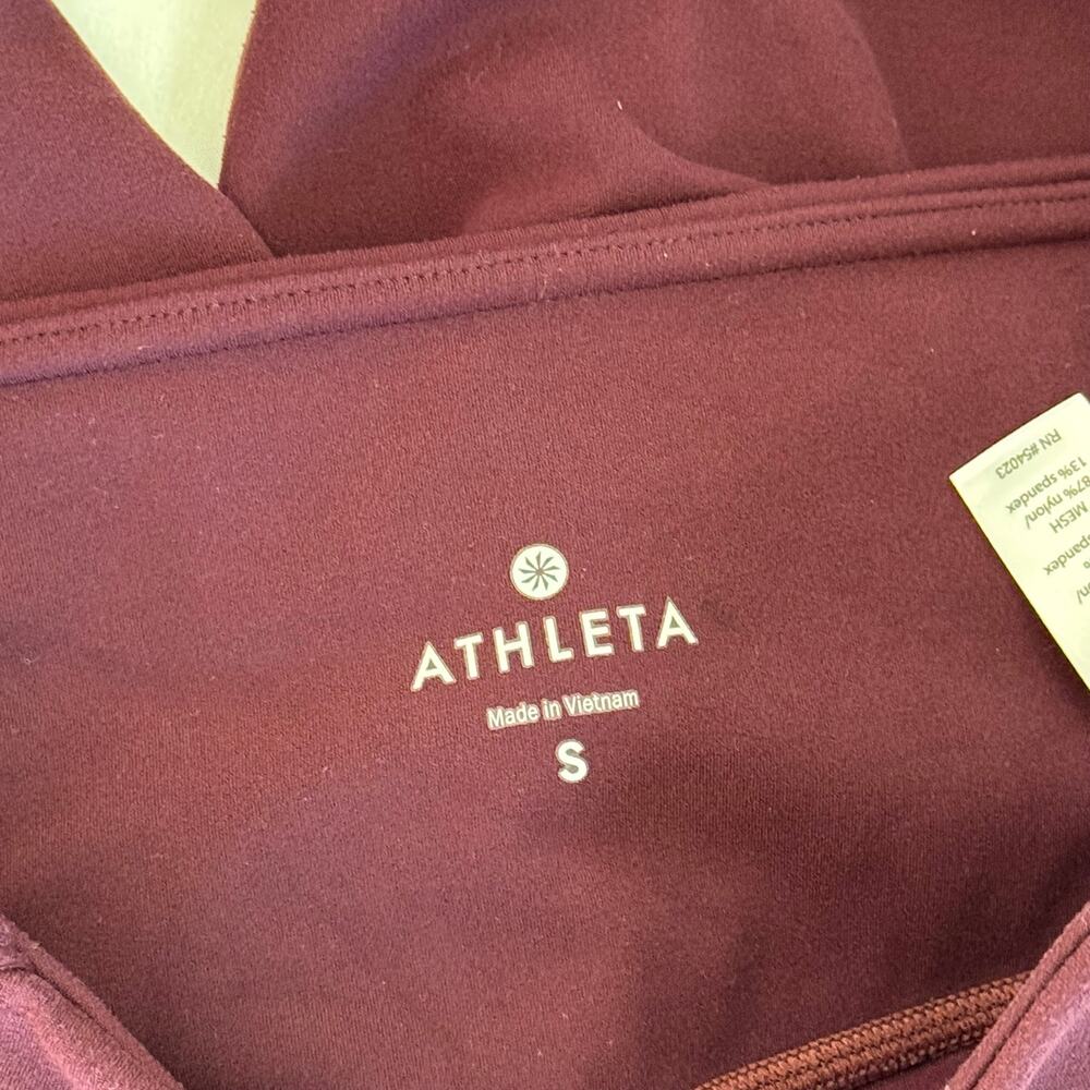 Athleta High Rise Leggings Laser Cut Mesh Trim Burgundy Sz S Yoga Gym - Picture 4 of 10